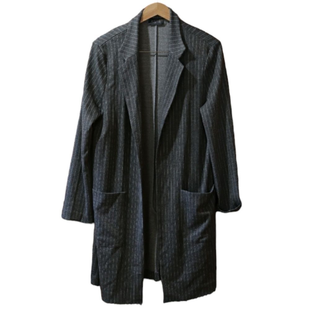ASTR Gray Long Line Open Front Slouchy Blazer Jacket Large